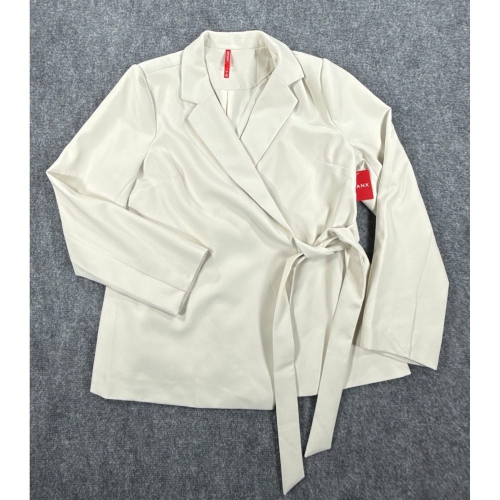 Spanx Suit Yourself Wrap Blazer Womens L Cream Off-White Tie Waist Jacket NWT